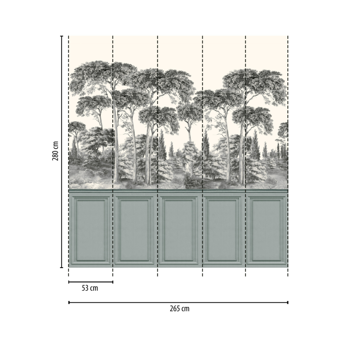 39954-1 Панно AS Creation 265*280, Монохромный лес и панели
