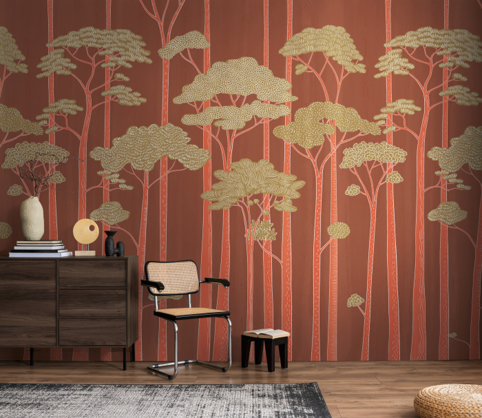 79222-8 Панно AS Creation 371*280, Лесной ритм на красном